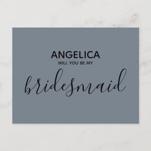 私のウェディングパーティーになってくれる？ シンプルなパステルピンクブルー インビテーションポストカード (正面)