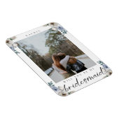 私のウェディングパーティーになってくれる？ダスティーブルーのローズの写真 マグネット (右側)