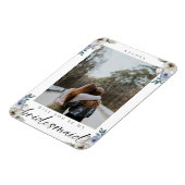 私のウェディングパーティーになってくれる？ダスティーブルーのローズの写真 マグネット (左側)