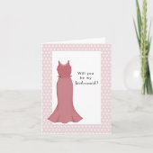 私のウェディングパーティーになってくれる? ピンクのドレス カード (正面)