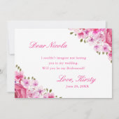 私のウェディングパーティーになってくれる？ ピンクのバラのウェディング 招待状 (裏面)
