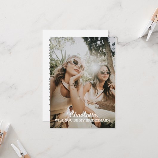 私のウェディングパーティーになってくれる？　ブライズメイドのご提案カード カード (正面/裏面インサイチュ)
