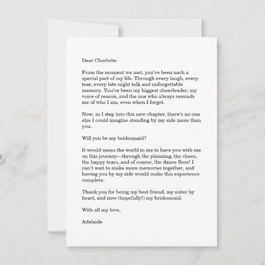 私のウェディングパーティーになってくれる？　ブライズメイドのご提案カード カード (裏面)