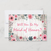 私のウェディングパーティーになってくれる？　ラスティック・フラワーのウェディング 招待状 (正面)