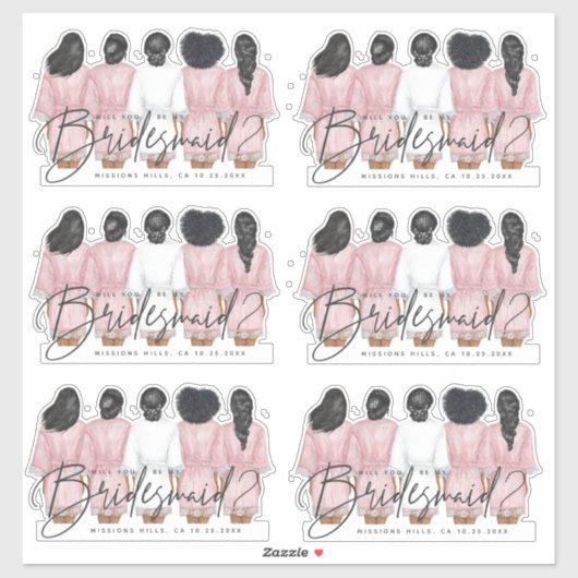 私のウェディングパーティーになってくれる？ ローブを着た女の子のカード シール (シート)