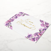 私のウェディングパーティーになってくれる?(紫のラン) 箔招待状 (回転した状態)
