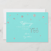 私のウェディングパーティーになって！アクアブルーのシルバーグリッターカード 招待状 (裏面)
