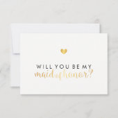 私のウェディングパーティーのメイドオブオナーになってくれますか？ - ゴールドハートスクリプトファブ 招待状 (正面)