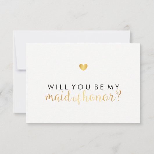 私のウェディングパーティーのメイドオブオナーになってくれますか？ - ゴールドハートスクリプトファブ 招待状 (正面)