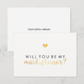 私のウェディングパーティーのメイド・オブ・オナーになってくれますか？ - ゴールドハートスクリプト  招待状 (正面/裏面)