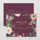 私のウェディングパーティーの花冠をピンクゴールドで作ってくれますか インビテーションポストカード (正面/裏面)