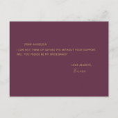 私のウェディングパーティーの花冠をピンクゴールドで作ってくれますか インビテーションポストカード (裏面)