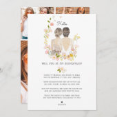 私のウェディングパーティー（ブライズメイド/花嫁の介添え人）になってくれる？ 招待状 (正面/裏面)