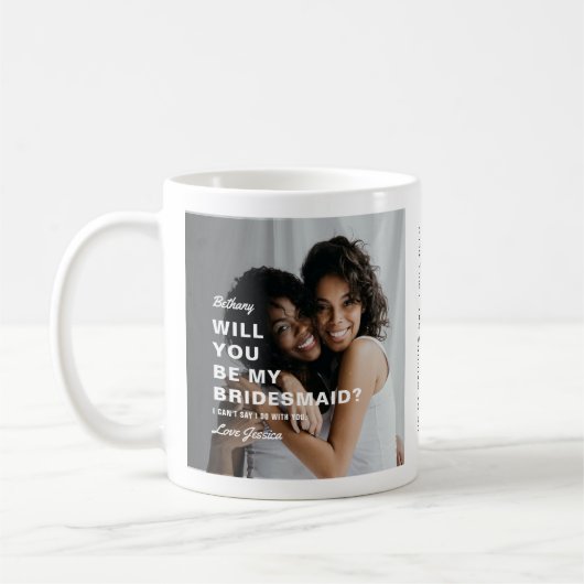 私のウェディングパートナーになってくれる？ 2枚の写真 コーヒーマグカップ (左)