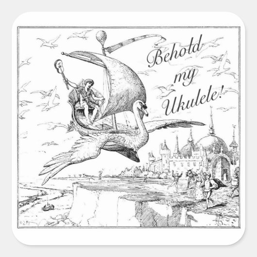 私のウクレレのステッカーを見る スクエアシール (正面)