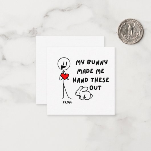 私のウサギが私にこれらの面白いバレンタインを配るようにさせた ノートカード (正面/裏面インサイチュ)