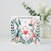 「私のウサギのバレンタイン」ハートの花輪のウサギ シーズンカード (スタンド正面)