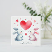 「私のウサギのバレンタイン」水彩 かわいいウサギたち シーズンカード (スタンド正面)