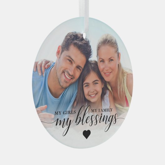 私のエレガント恵み家族の写真 ガラスオーナメント (正面右)