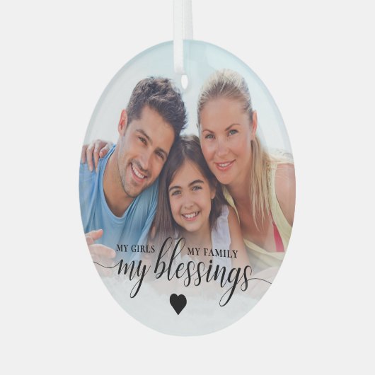 私のエレガント恵み家族の写真 ガラスオーナメント