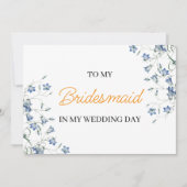 私のエレガント結婚式の日に私の花嫁のメイドにフローラ 招待状 (正面)
