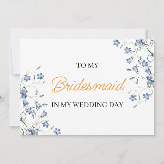 私のエレガント結婚式の日に私の花嫁のメイドにフローラ 招待状 (正面)