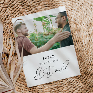 私のエレガント花婿介添人の写真カードにモダンなる 招待状