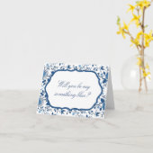 私のエレガント青い物か？シックなカード カード (黄色い花)