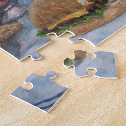 私のオリジナル油絵から「満足」 ジグソーパズル (側面)