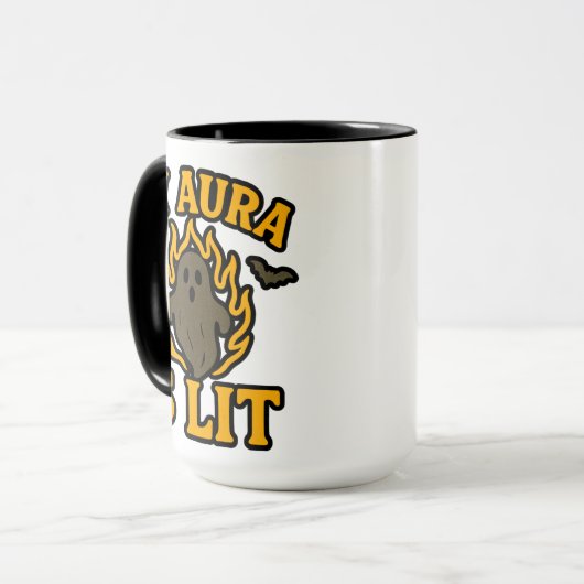 私のオーラが点灯 – 面白いハロウィーン幽霊マグカップ マグカップ (正面左)