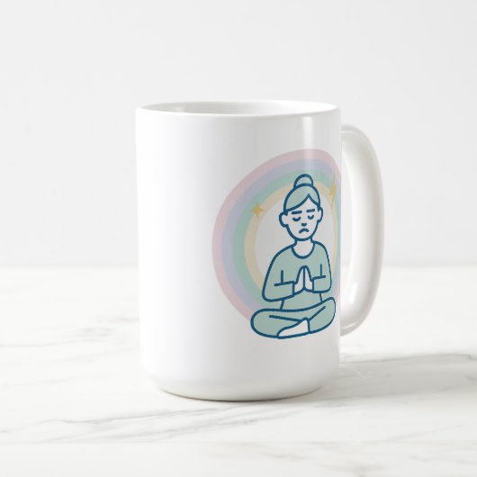 私のオーラは平和を言う、私の顔は私を試してみると言う コーヒーマグカップ (正面右)