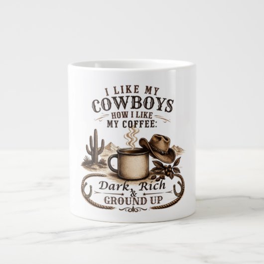 私のカウボーイ好きはコーヒー好きと同じ ジャンボコーヒーマグカップ (正面)