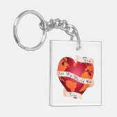 私のカスタム世界を燃やす赤い地球のリボンに キーホルダー (正面左)