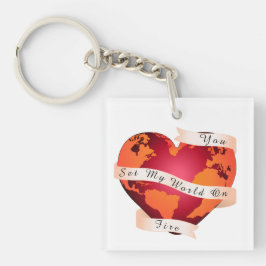 私のカスタム世界を燃やす赤い地球のリボンに キーホルダー