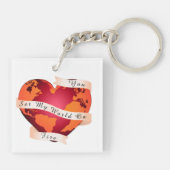 私のカスタム世界を燃やす赤い地球のリボンに キーホルダー (裏面)