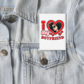 私のカスタム彼氏のハート写真が大好きボタン 缶バッジ (インサイチュ)