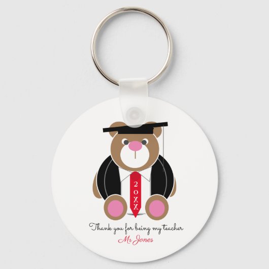 私のカスタム感謝してい先生テディ・ベアのためにあなた キーホルダー (正面)