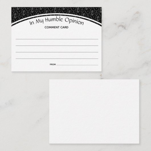 私のカスタム謙虚な意見でコメントのフィードバック黒 アドバイスカード (正面/裏面)