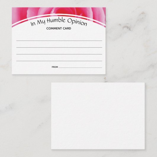 私のカスタム謙虚な意見のバラでコメントのフィードバック アドバイスカード (正面/裏面)