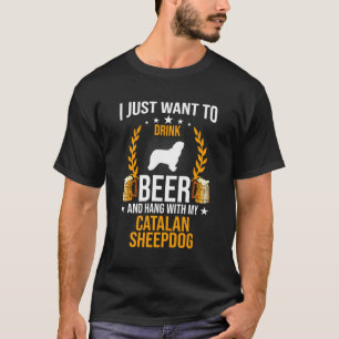 私のカタロニアつるのシェプドッグ犬Lでビールを飲む Tシャツ