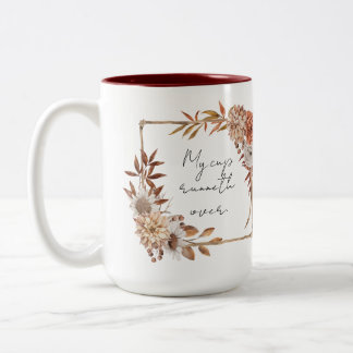 私のカップはフローラのクリスチャンのコーヒーマグに沿って走る ツートーンマグカップ