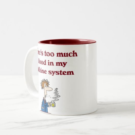 私のカフェインシステムにたくさんの血があります ツートーンマグカップ (正面左)
