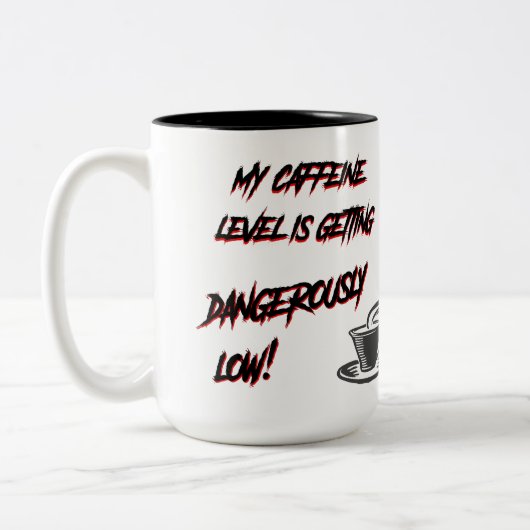 私のカフェイン残量が危険なレベルまで低下してる！ ツートーンマグカップ (左)