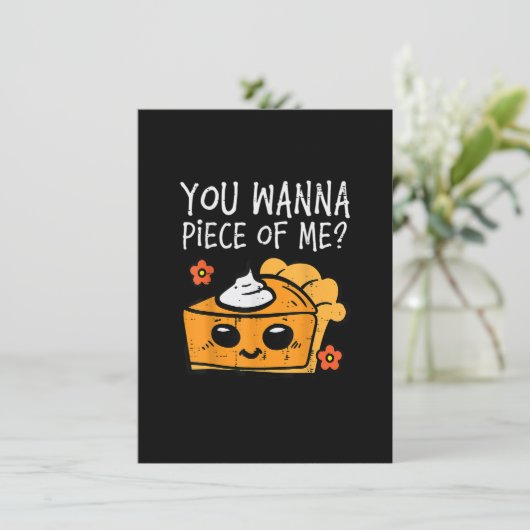 私のカボチャのパイ感謝祭の男性のWomの一部を欲しい 招待状 (スタンド正面)