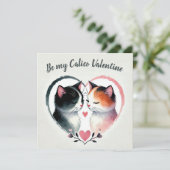 私のカリコバレンタイン 水彩ねこ ハート シーズンカード (スタンド正面)