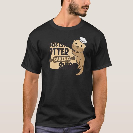 私のカワウソのお菓子作り かわうその面白い駒 Tシャツ (正面)