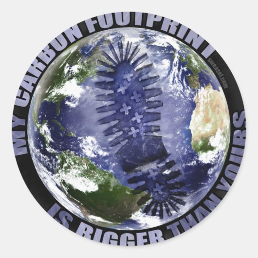 私のカーボンフットプリントはあなたのカーボンフットプリントより大きい!シール ラウンドシール (正面)