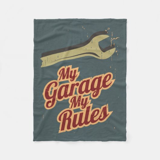 私のガレージ私の規則 フリースブランケット (正面)