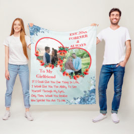 私のガールフレンドにパーソナライズされた2枚の写真 フリースブランケット