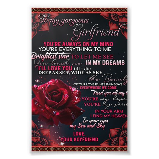 私のガールフレンドへの誕生日ギフト、カップル愛のギフト フォトプリント            (正面)